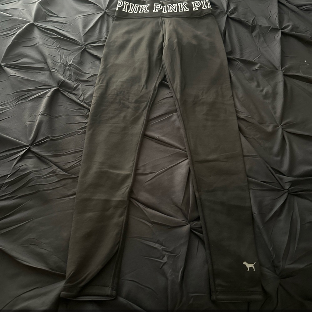 Victoria’s Secret Pink Reversable Leggings Size Small Black Gray
